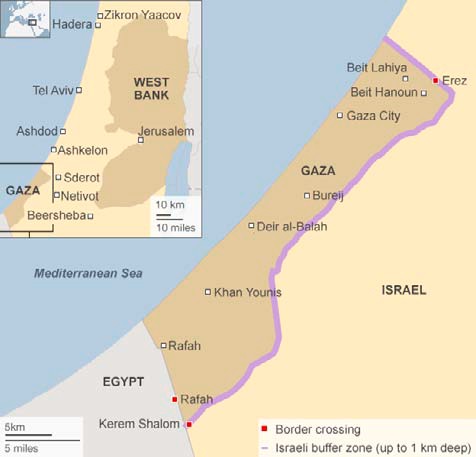 ガザ地区の地図
