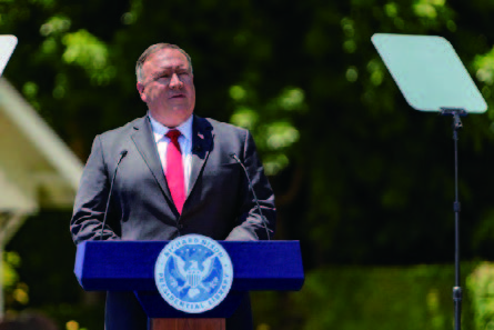 US Secretary of State Pompeo addressing at the Nixon Presidential Library in California (from Mr. Pompeo's Twitter posts)