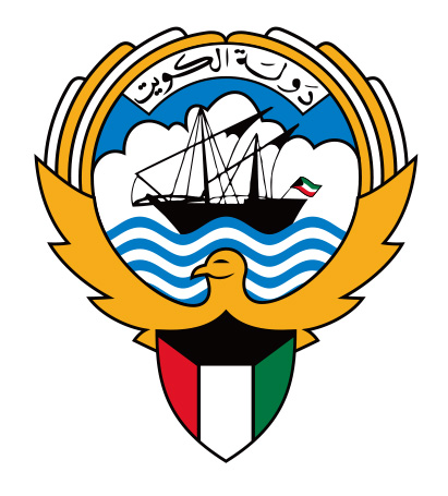 Kuwait’ s national emblem: a golden eagle with outspread wings and a shield with the design of the Kuwaiti flag on its breast, with the of ficial country name in Arabic(شعار الكويت) written above in Arabic characters. (from Wikipedia)