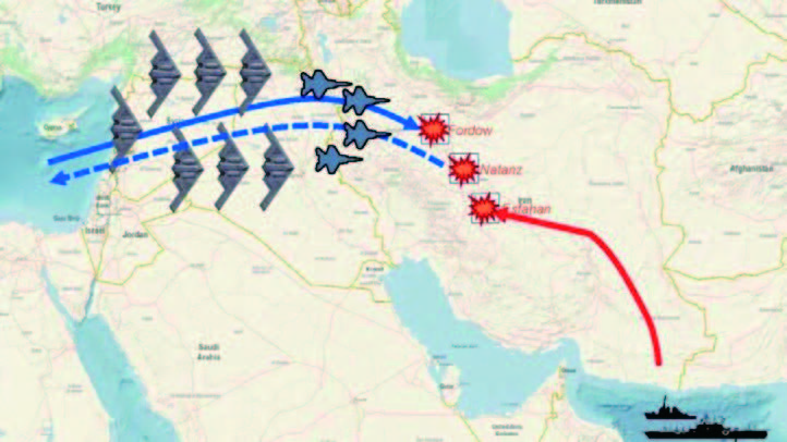 アメリカ国防総省よりイラン核施設空爆「ミッドナイトハンマー」作戦＝「真夜中の鉄槌」作戦は6 月21 日、イラン時間01：40-02：05（日本時間21 日、07:40-08:05）に実施された。（上記画像はYAHOO!JAPAN ニュース/ エキスパート2025/6/23( 月)03:18 より）